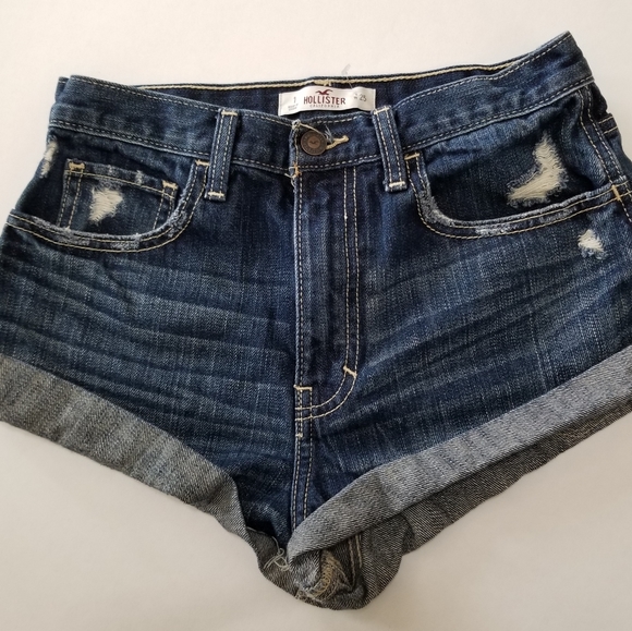 HOLLISTER DISTRESSED JEAN SHORTS - Picture 2 of 4